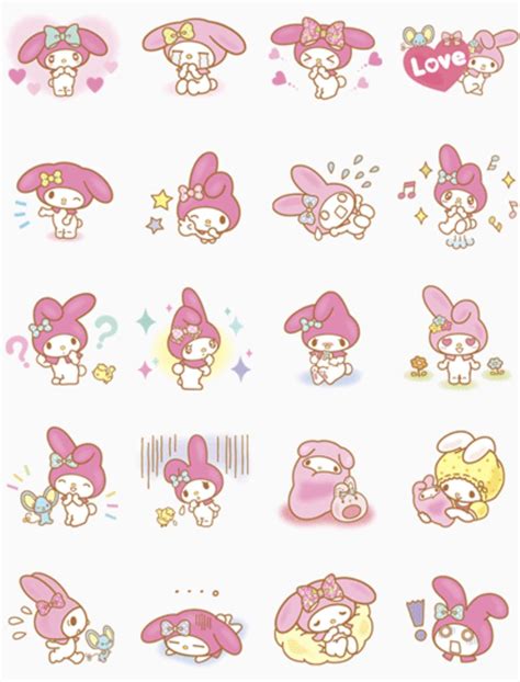 My Melody Cute Doodle Art Scrapbook Stickers Printable Hello Kitty Art
