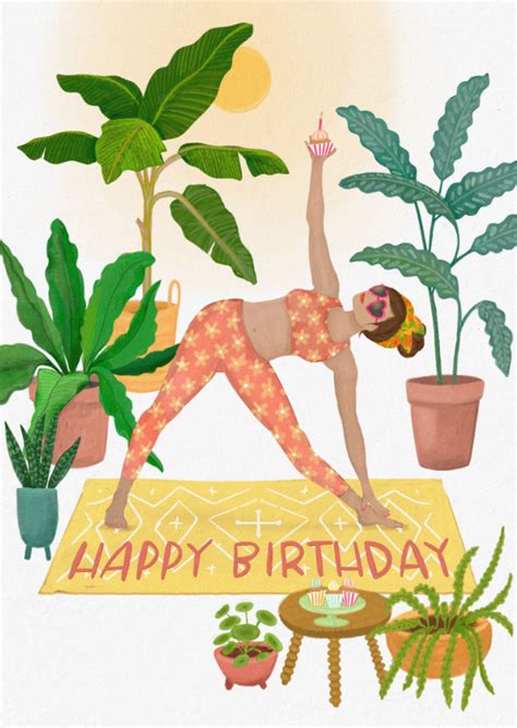 Verjaardagskaart Happy Birthday Yoga Girl Kaartje2go