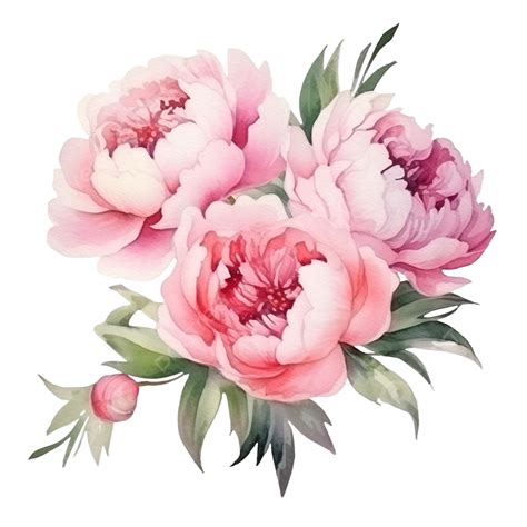 Elegant Watercolor Peony Flower Bouquet Peony Flower Watercolor Png