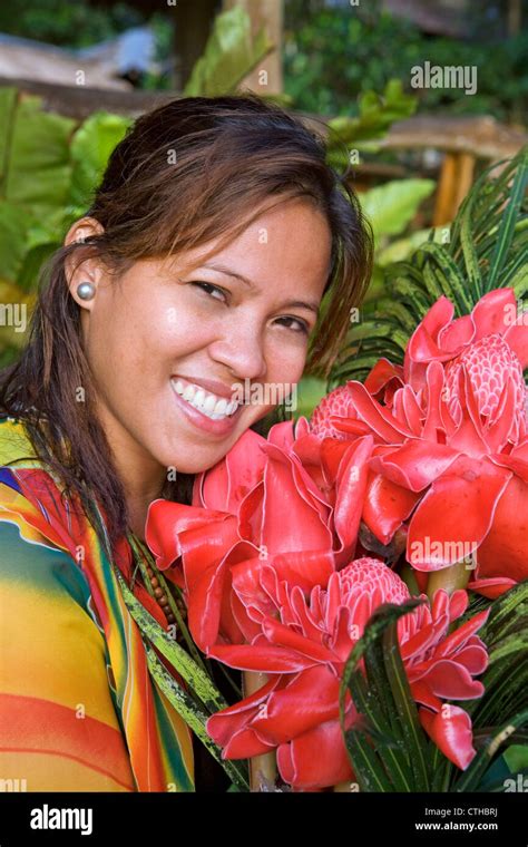 Smiling Beautiful Filipino Woman Stock Photo Alamy