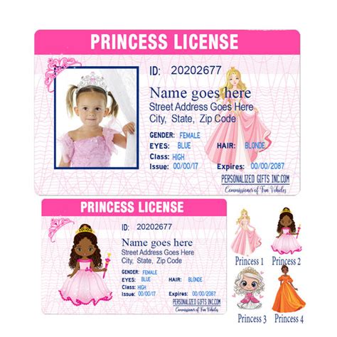 Personalized Princess License Ids For Little Girls