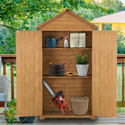 Mcombo Outdoor Storage Cabinet Garden Wood Tool Shed Outside Wooden