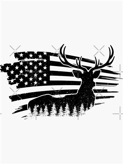 Camo American Usa Us Flag Elk Deer Hunter Whitetail Buck Hunting