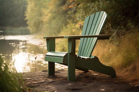 Premium Ai Image A Green Chair Sits On A Bank Of A River
