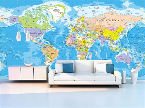 49 World Map Murals Wallpaper