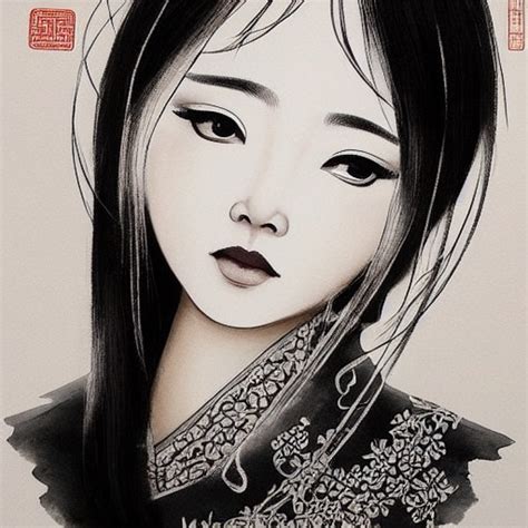 Tradition Chinese Ink Painting Very Detailed Intricate Elegan