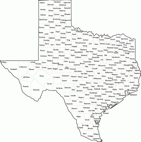 Texas County Map With Names Texas County Map Printable Maps