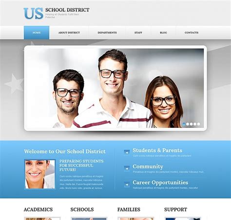 School District Website Template Developed In Gray And Blue Hues Motocms