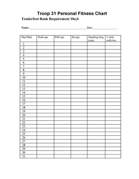 Printable Exercise Chart Pdf Forms And Templates F Vrogue Co