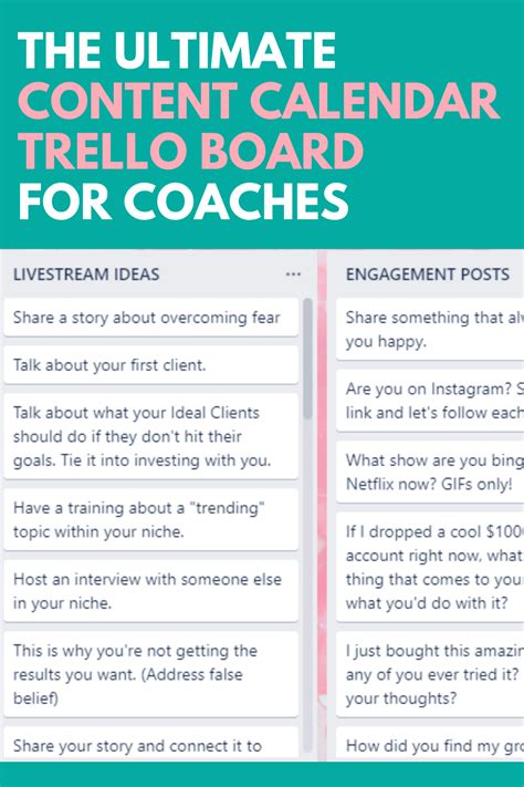 The Ultimate Content Calendar For Coaches Trello Board Plan Out Your