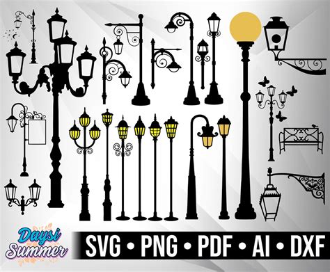 Vintage Street Lamp Svg Vintage Street Light Svg Post Lamp Etsy