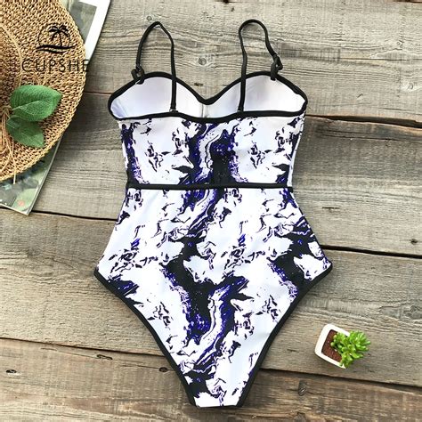 Review Top Seller Cupshe Tie Dye One Piece Swimsuit Women Sexy Heart Neck Moulded Push Up
