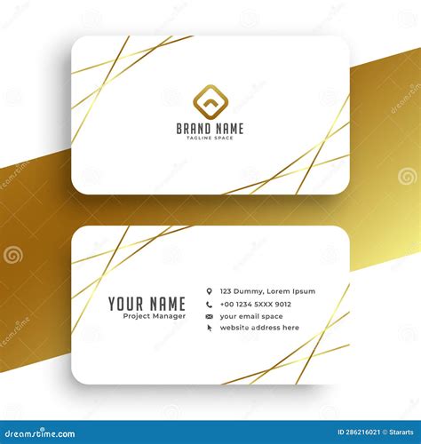 White And Golden Elegant Business Card Template Stock Illustration