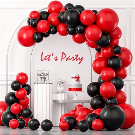 Amazon Com YAOWKY Black And Red Balloons Garland Arch Kit Pcs In Latex Balloons