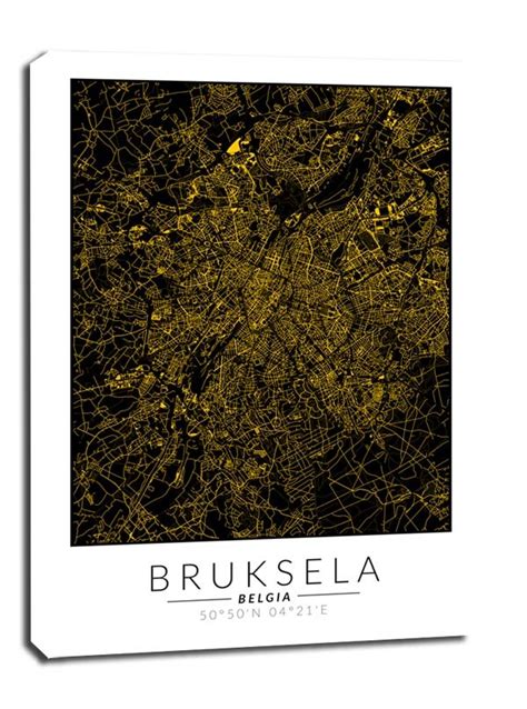 Obraz Na Płótnie Galeria Plakatu Bruksela Złota Mapa 70x100 Cm Galeria Plakatu Sklep