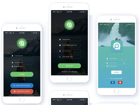 Free Login And Signup Mobile App Templates