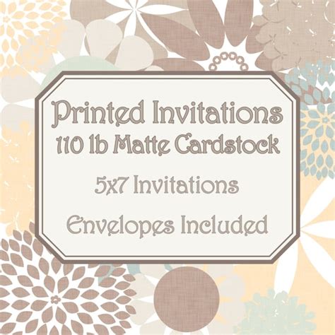 Printed Invitations On Cardstock 5x7 One Sided Printed