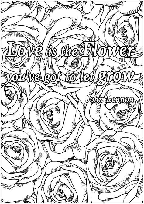 love   flower quotes adult coloring pages