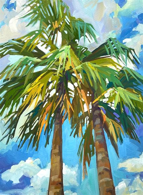 Palm Tree Painting Palm Tree Art Print Impressionist Style Etsy