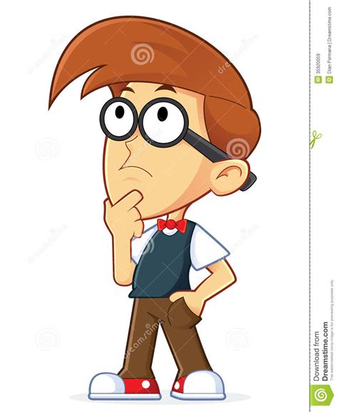 Nerd Geek Thinking Stock Vector Illustration Of Concerned