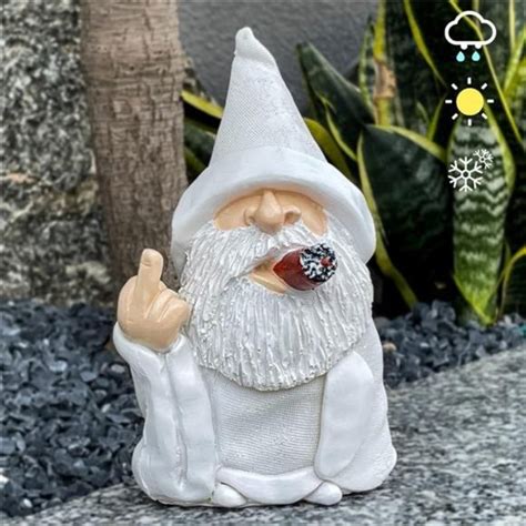 Accents Funny Garden Gnome Statuemiddle Finger Smoking Wizard Gnome Poshmark