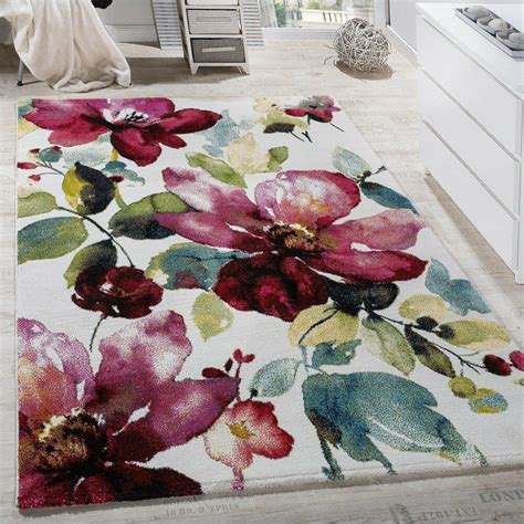 White Abstract Floral Rug High Quality Design Multicolor Flowers Carpet
