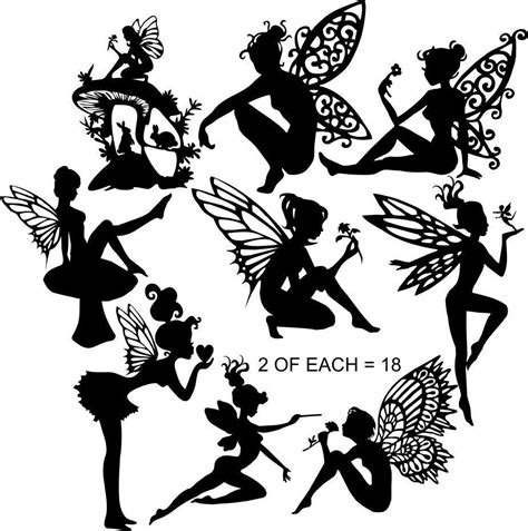 Die Cut Silhouette Fairies C Small X 18 Assorted For Card Making Fairy Jars Silueta De