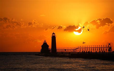 Black Lighthouse Photography During Sunset Hd Wallpaper Wallpaper Flare