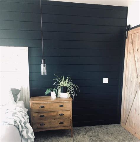 Black Shiplap Bedroom Accent Wall Soul And Lane