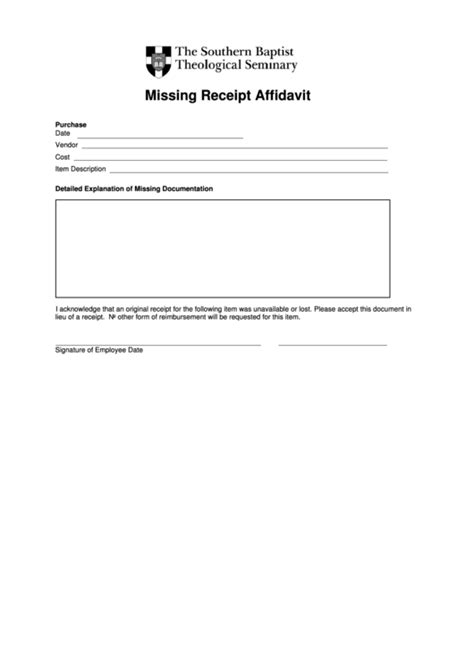 Ensure that your intentions are carefully worded with no compromise to fact. Fillable Missing Receipt Affidavit printable pdf download