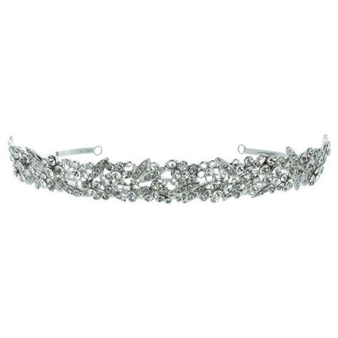 kate marie olivia rhinestones crown tiara headband in silver 28 liked on polyvore featuring