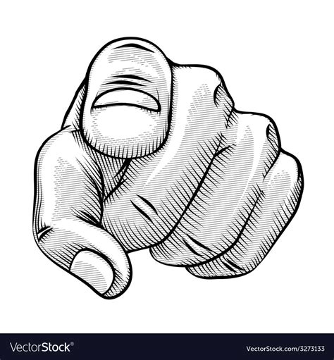 Retro Line Drawing Of A Pointing Finger Royalty Free Vector