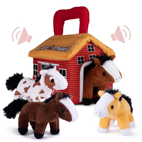 Plush Creations Plush Horse Toys For Kids Playset Includes Stable
