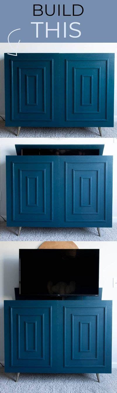 From building a cabinet to hide the tv completely to simply putting a diy frame around it, you can make that television look like you spent a fortune on it, even if you bought it at a yard. DIY TV Lift Cabinet - Hide Your TV in a Credenza! | Tv lift cabinet, Diy furniture plans, Diy ...