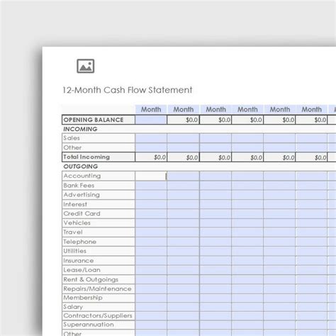 12 Month Cash Flow Statement Template Excel Free Download This Cash