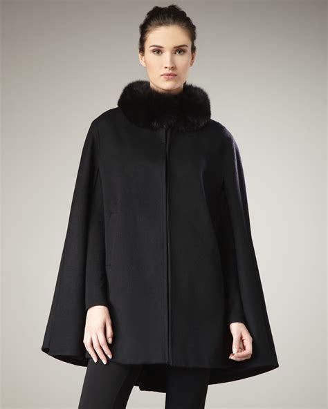 Lyst Sofia Cashmere Fur Collar Cape In Black