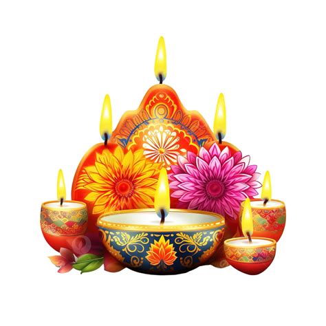 Happy Diwali Festival With Illustration Of Realistic Illuminated Oil