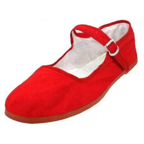 Shoes 18 Womens Cotton China Doll Mary Jane Shoes Ballerina Ballet Flats Shoes 114 Red 85