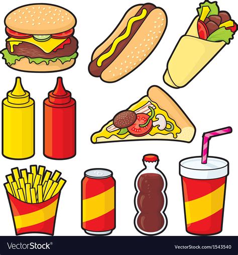 Fast Food Icons Royalty Free Vector Image Vectorstock