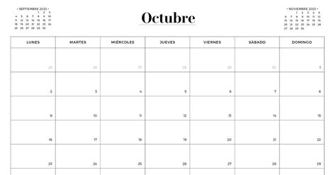 Calendario Octubre 2023 Para Imprimir En  Y Pdf Gratis
