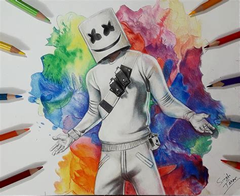 My Drawing Of Marshmello Skin Really Enjoyed Drawing Background R