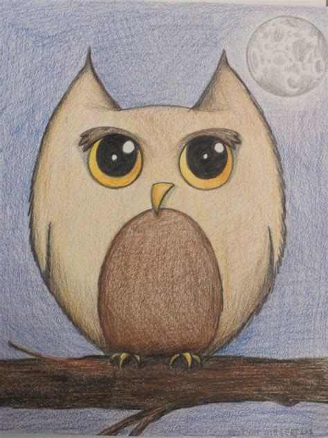 Night Owl On A Branch 8x10 Original Colored Pencil By Morganarie