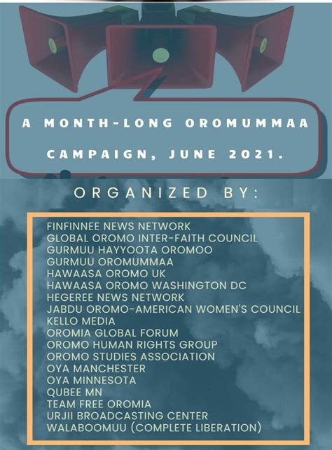 A Month Long Global Oromummaa Campaign June 2021 Oromia Global
