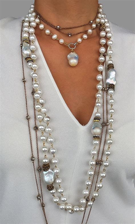 Silver Pearl Jewelry Natural Pearl Necklace Baroque Pearl Necklace