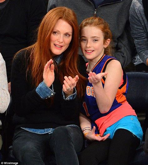 Double Take Julianne Moore And Her Identical Daughter Liv Smile Through Basketball Game