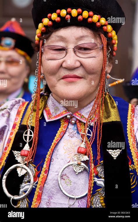 A Mongolian Woman In Traditional Ethnic Costume Naadam Festival Ulaan