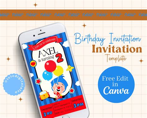 Plim Plim Birthday Invitation Mobile Template Etsy