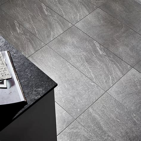 Slate Light Grey Matt Flat Stone Effect Porcelain Wall And Floor Tile