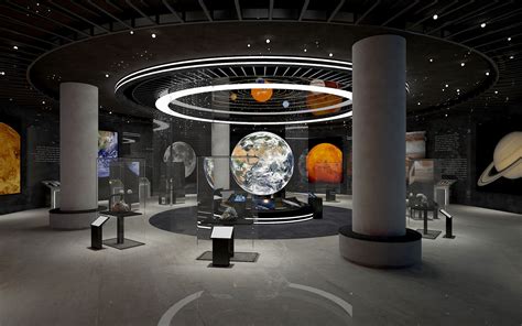 An Artists Rendering Of The Interior Of A Museum With Planets And