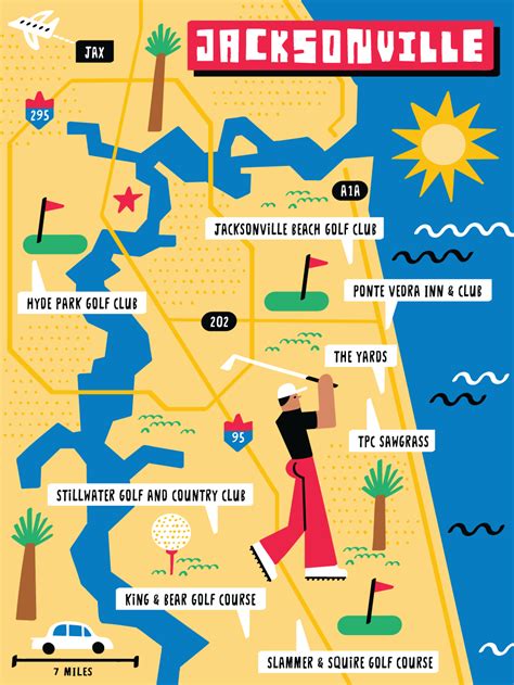 Illustrated Map Of Jacksonville Florida Golf Courses By Nate Padavick